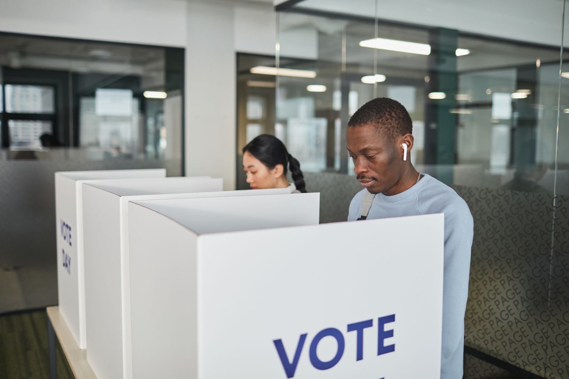 Political polling center signs